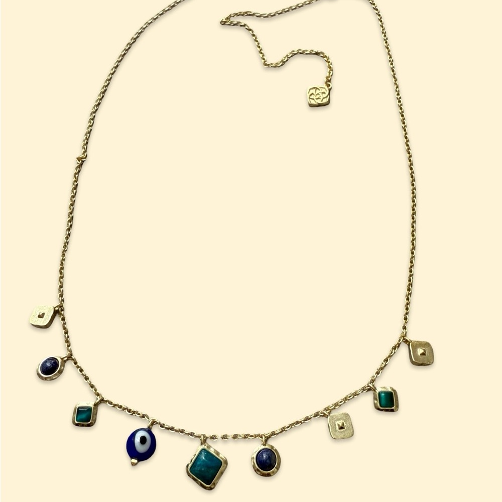 Kendra Scott Gold Necklace with Blue and Green Accents